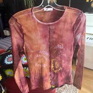 Socialite Pink and Orange Long Sleeve Tee Sheer